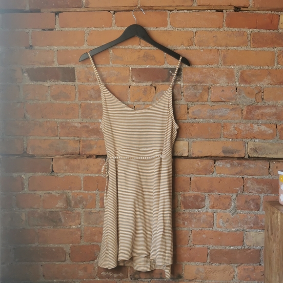 Yellow & White Stripped Mini Wrap Dress - Picture 3 of 3